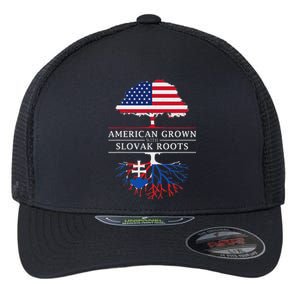 American Grown With Slovak Roots Slovakia Flexfit Unipanel Trucker Cap