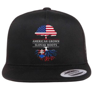 American Grown With Slovak Roots Slovakia Flat Bill Trucker Hat