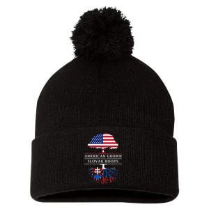 American Grown With Slovak Roots Slovakia Pom Pom 12in Knit Beanie