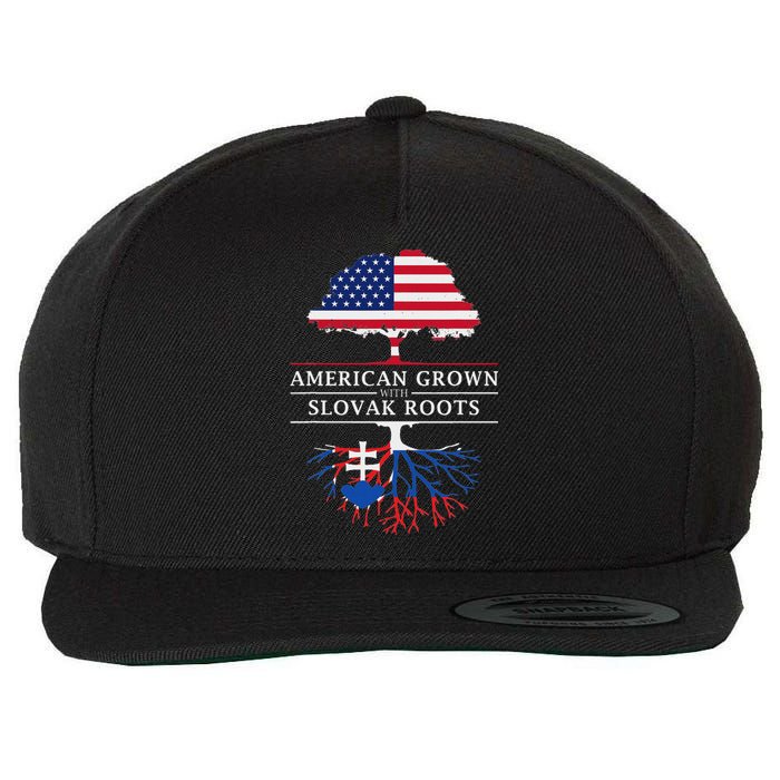 American Grown With Slovak Roots Slovakia Wool Snapback Cap