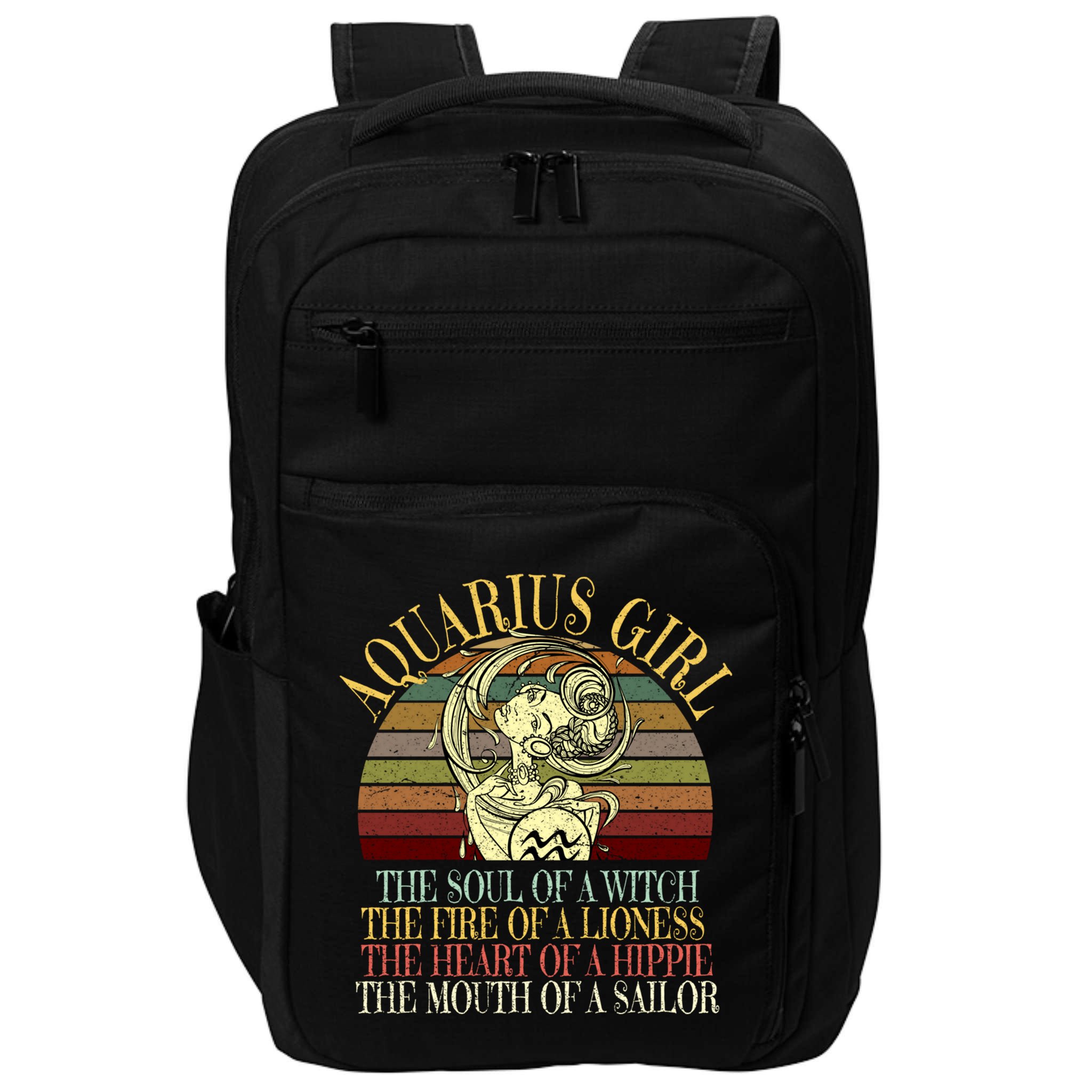 Aquarius Girl Zodiac January February Birthday Women Gift Impact Tech Backpack