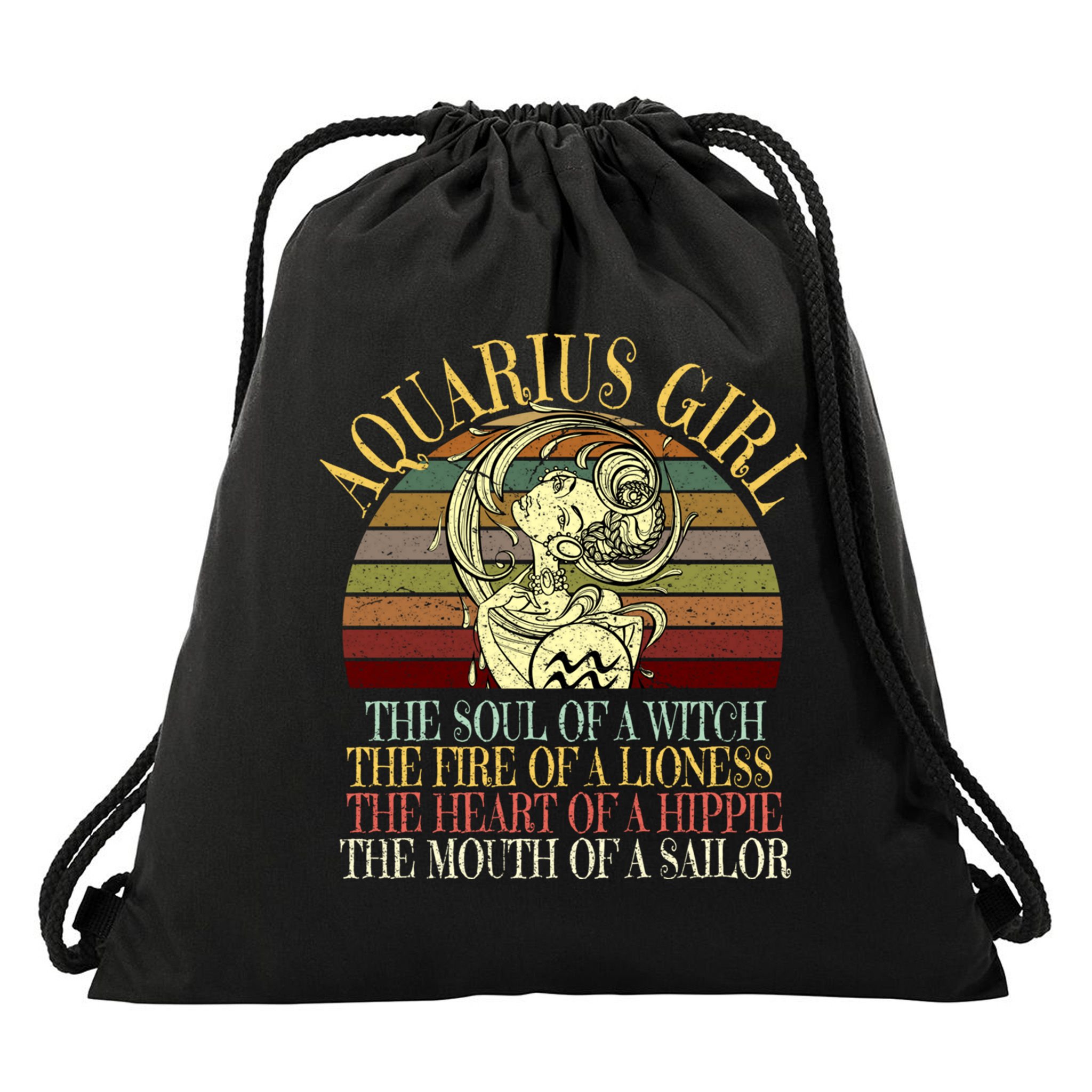 Aquarius Girl Zodiac January February Birthday Women Gift Drawstring Bag