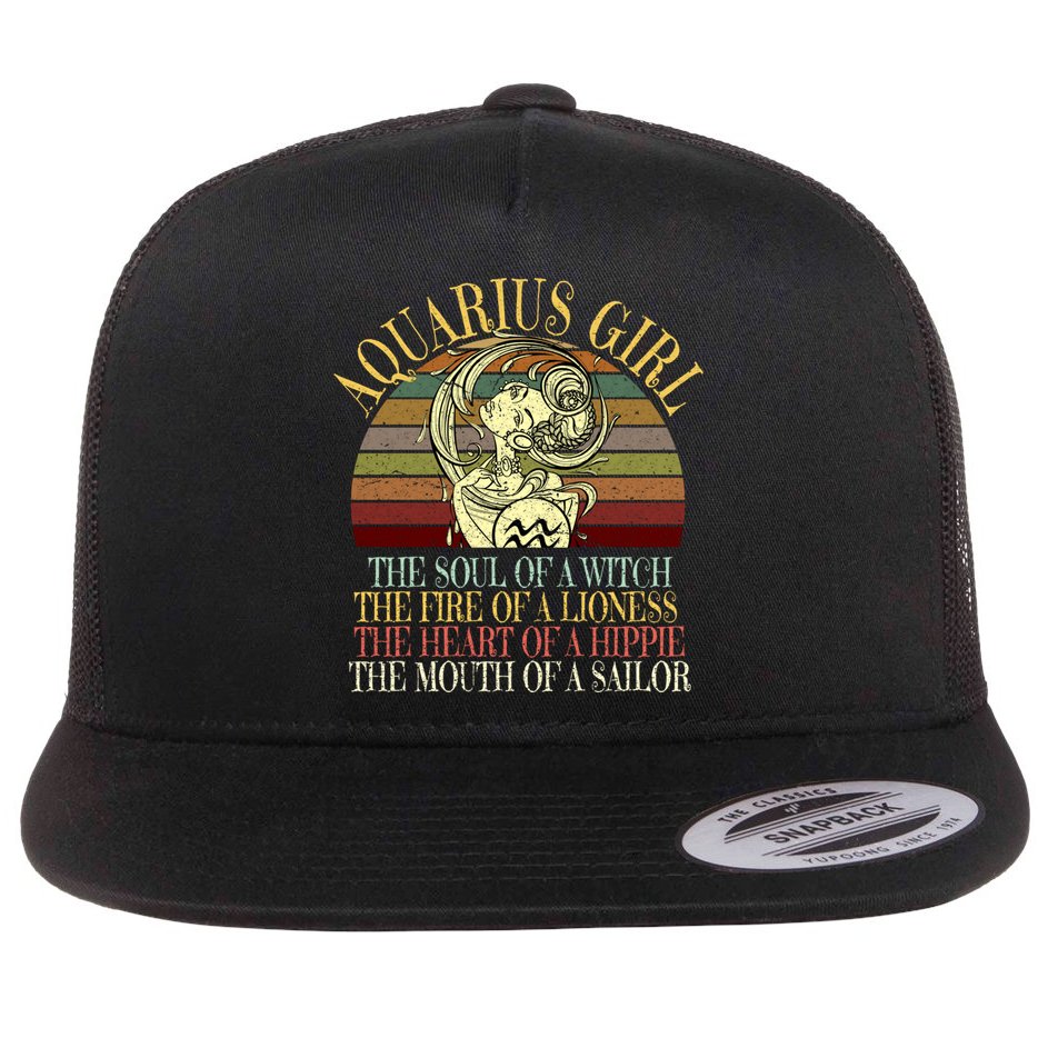Aquarius Girl Zodiac January February Birthday Women Gift Flat Bill Trucker Hat