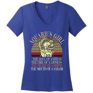 Aquarius Girl Zodiac January February Birthday Women Gift Women's V-Neck T-Shirt