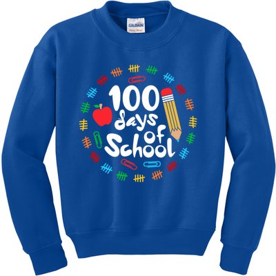 Apple Happy 100 Days Of School 100 Days Smarter Brighter Funny Gift Kids Sweatshirt