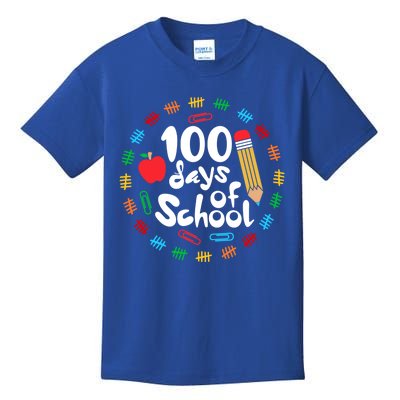 Apple Happy 100 Days Of School 100 Days Smarter Brighter Funny Gift Kids T-Shirt