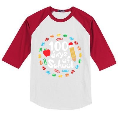 Apple Happy 100 Days Of School 100 Days Smarter Brighter Funny Gift Kids Colorblock Raglan Jersey