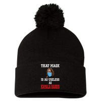 Anti Harris 2024 That Mask Is As Useless As Kamala Harris Pom Pom 12in Knit Beanie