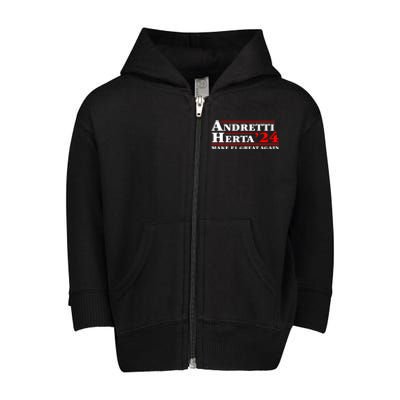 Andretti Herta 2024 Funny Indy Racing Toddler Zip Fleece Hoodie