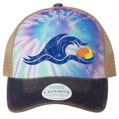 Antitrump Harris 2024Blue Wave Over Trump Legacy Tie Dye Trucker Hat