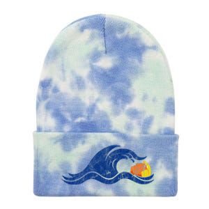 Antitrump Harris 2024Blue Wave Over Trump Tie Dye 12in Knit Beanie