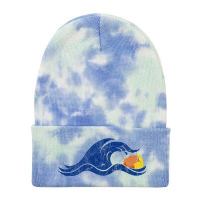 Antitrump Harris 2024Blue Wave Over Trump Tie Dye 12in Knit Beanie