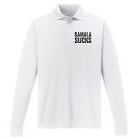 Anti Harris 2024 Kamala Sucks Performance Long Sleeve Polo