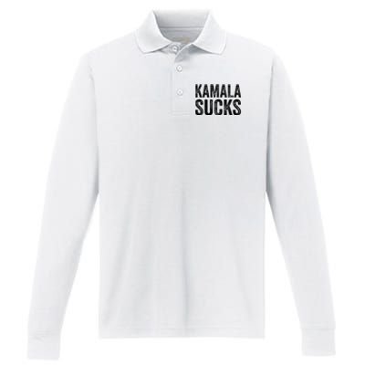 Anti Harris 2024 Kamala Sucks Performance Long Sleeve Polo