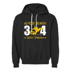 Almost Heaven 304 West Virginia Map Garment-Dyed Fleece Hoodie