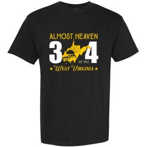 Almost Heaven 304 West Virginia Map Garment-Dyed Heavyweight T-Shirt