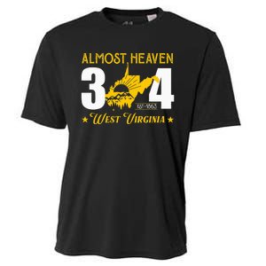 Almost Heaven 304 West Virginia Map Cooling Performance Crew T-Shirt