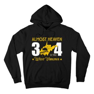 Almost Heaven 304 West Virginia Map Hoodie