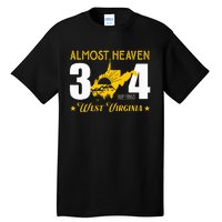 Almost Heaven 304 West Virginia Map Tall T-Shirt