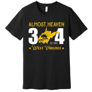 Almost Heaven 304 West Virginia Map Premium T-Shirt