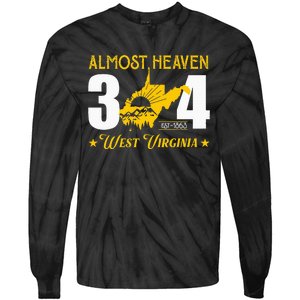 Almost Heaven 304 West Virginia Map Tie-Dye Long Sleeve Shirt