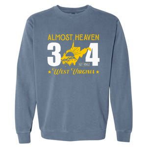 Almost Heaven 304 West Virginia Map Garment-Dyed Sweatshirt