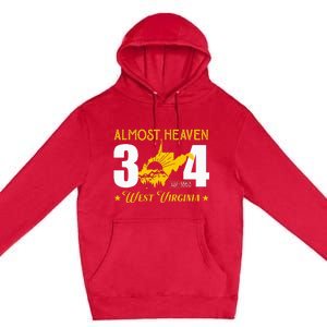 Almost Heaven 304 West Virginia Map Premium Pullover Hoodie