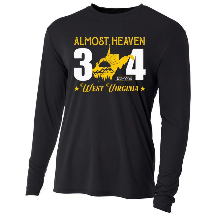 Almost Heaven 304 West Virginia Map Cooling Performance Long Sleeve Crew