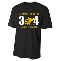 Almost Heaven 304 West Virginia Map Performance Sprint T-Shirt