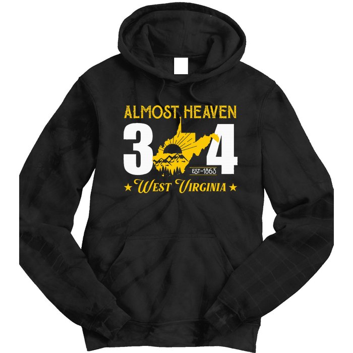 Almost Heaven 304 West Virginia Map Tie Dye Hoodie