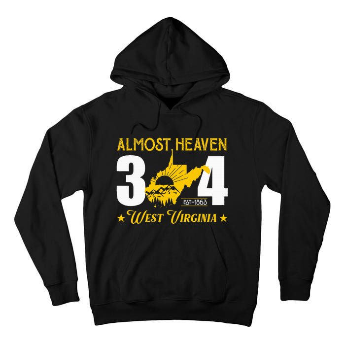 Almost Heaven 304 West Virginia Map Tall Hoodie