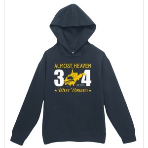 Almost Heaven 304 West Virginia Map Urban Pullover Hoodie