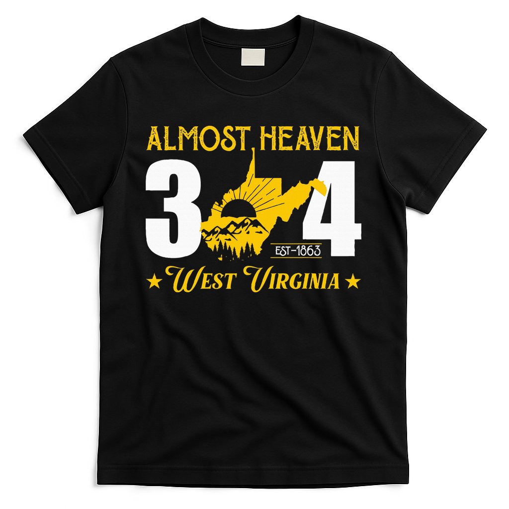 Almost Heaven 304 West Virginia Map T-Shirt