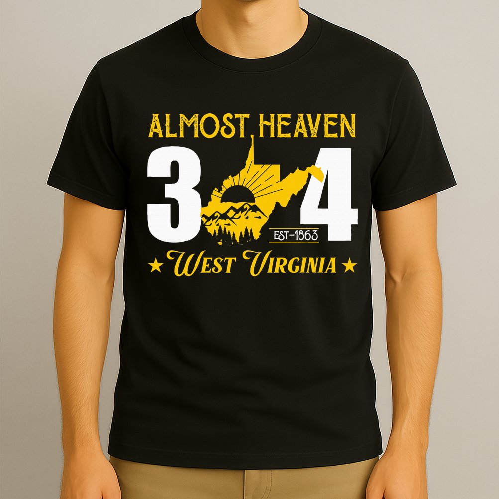 Almost Heaven 304 West Virginia Map T-Shirt