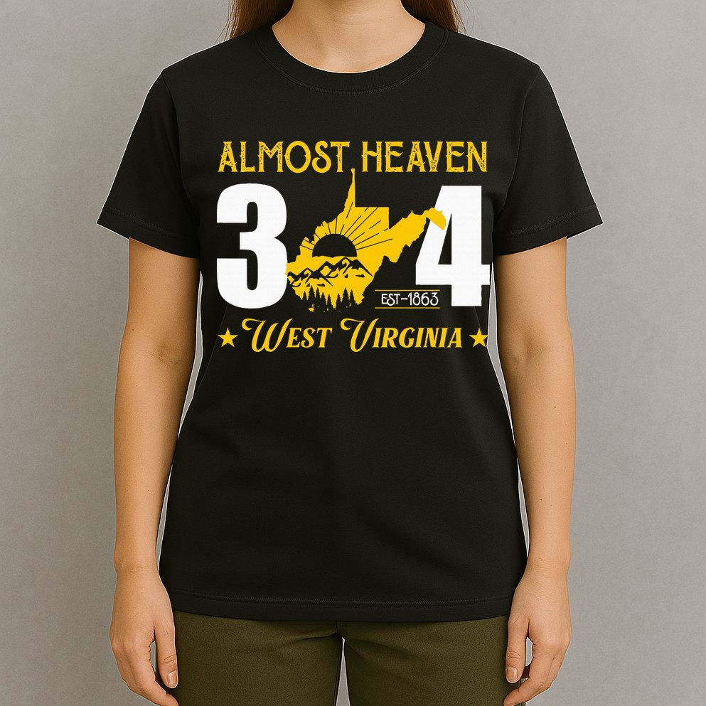 Almost Heaven 304 West Virginia Map T-Shirt