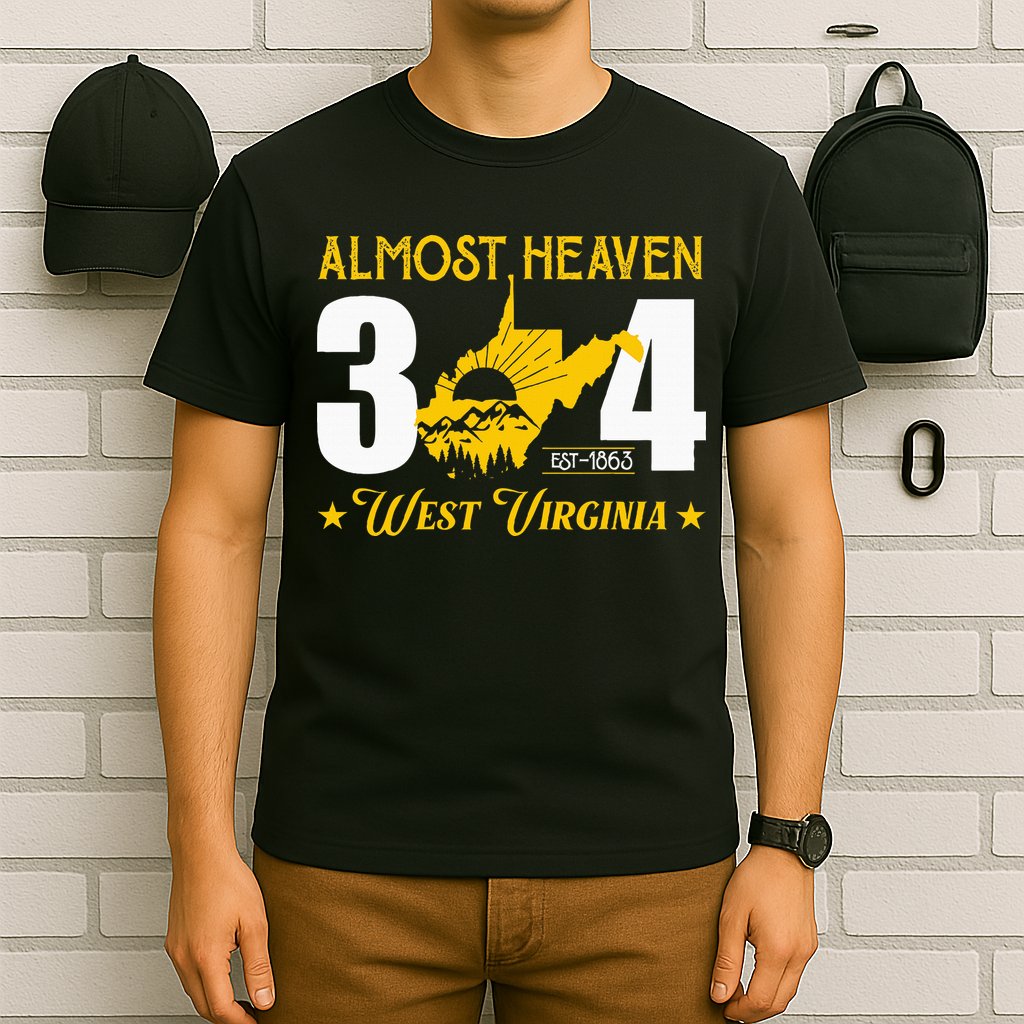 Almost Heaven 304 West Virginia Map T-Shirt