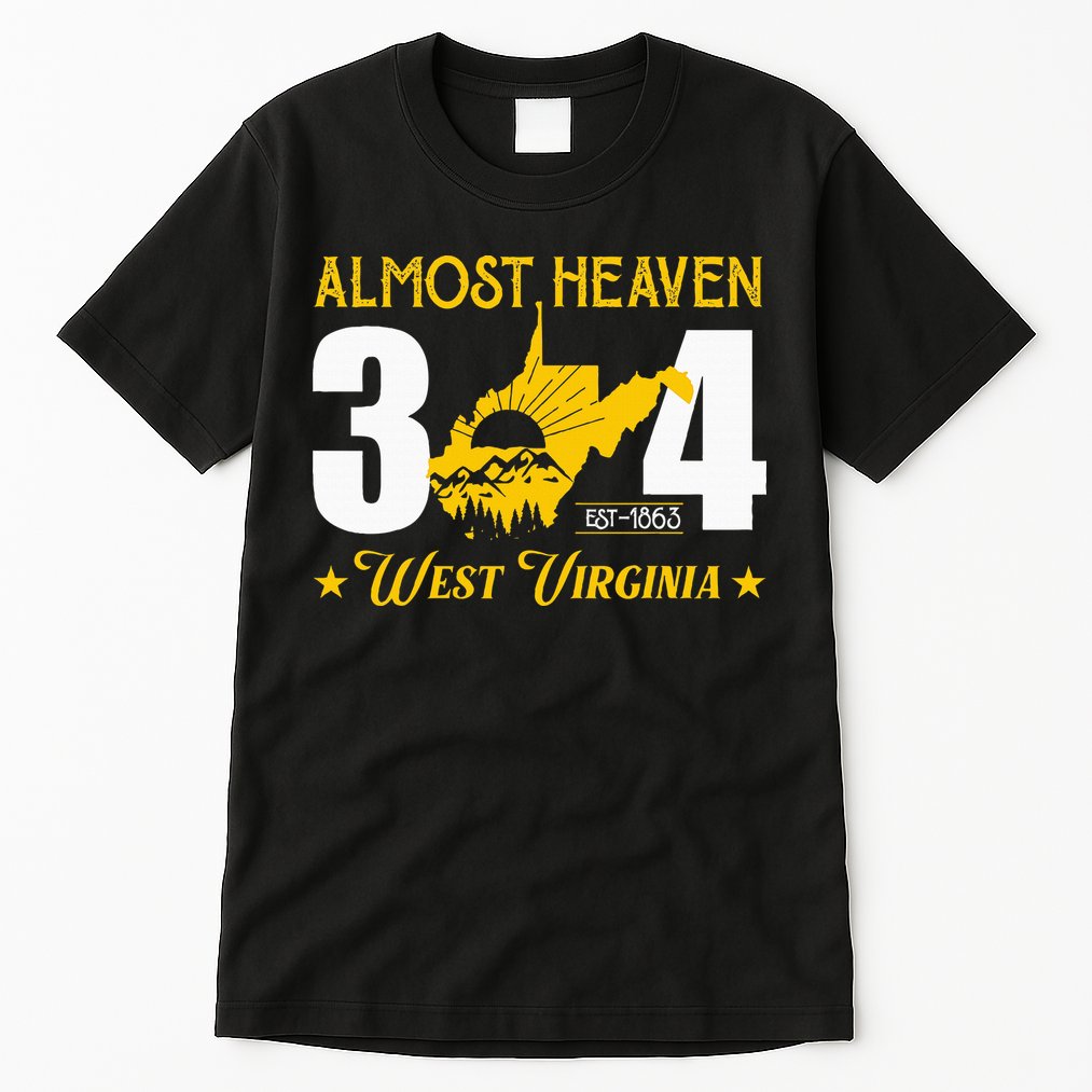 Almost Heaven 304 West Virginia Map Tall T-Shirt