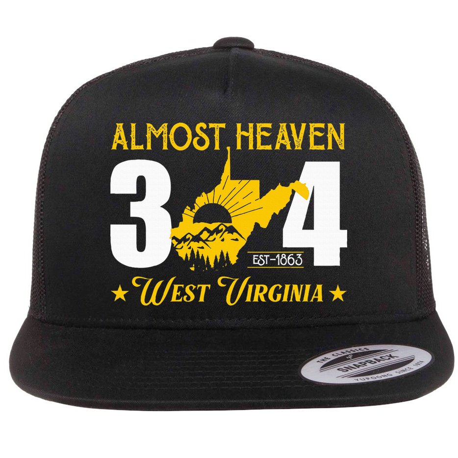 Almost Heaven 304 West Virginia Map Flat Bill Trucker Hat