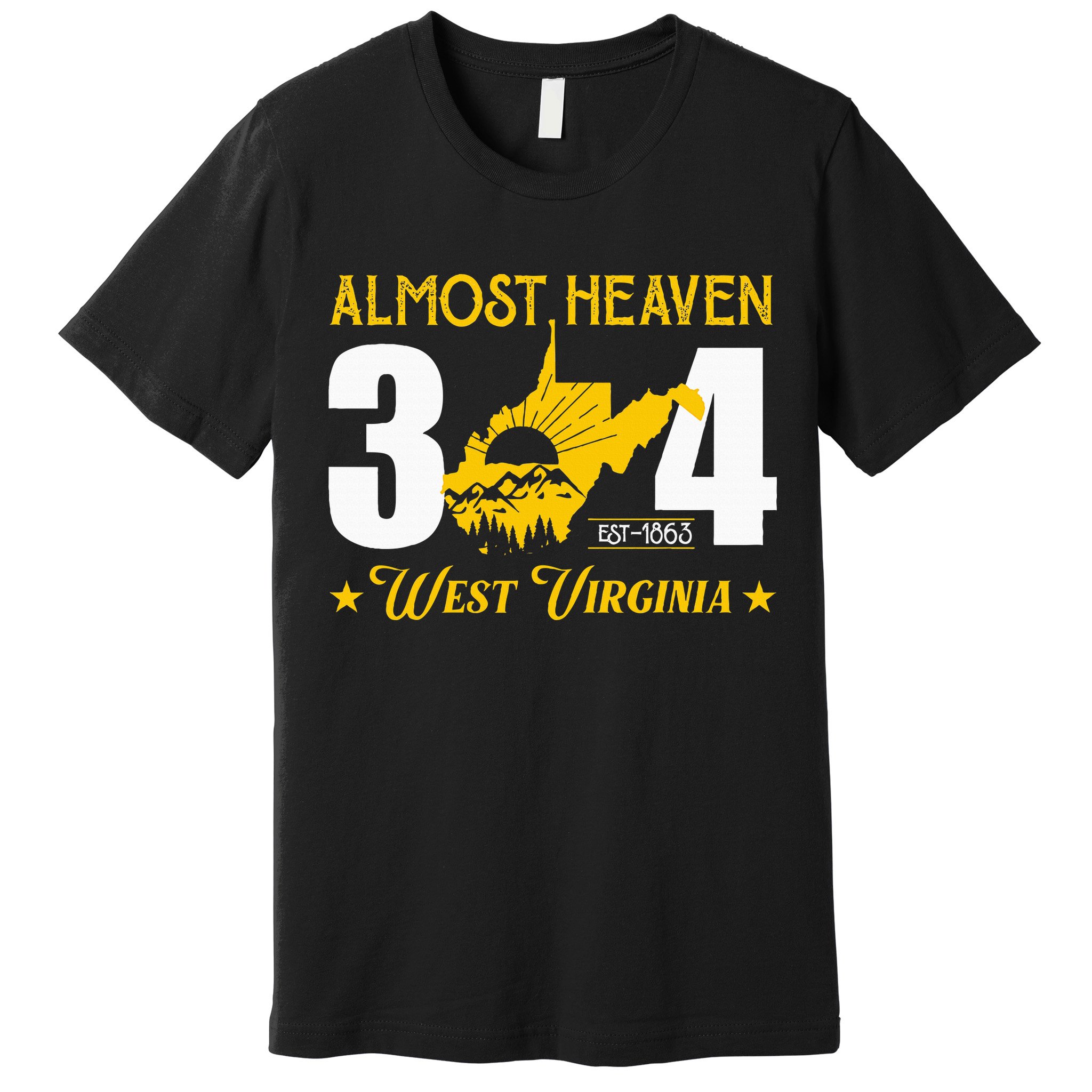 Almost Heaven 304 West Virginia Map Premium T-Shirt