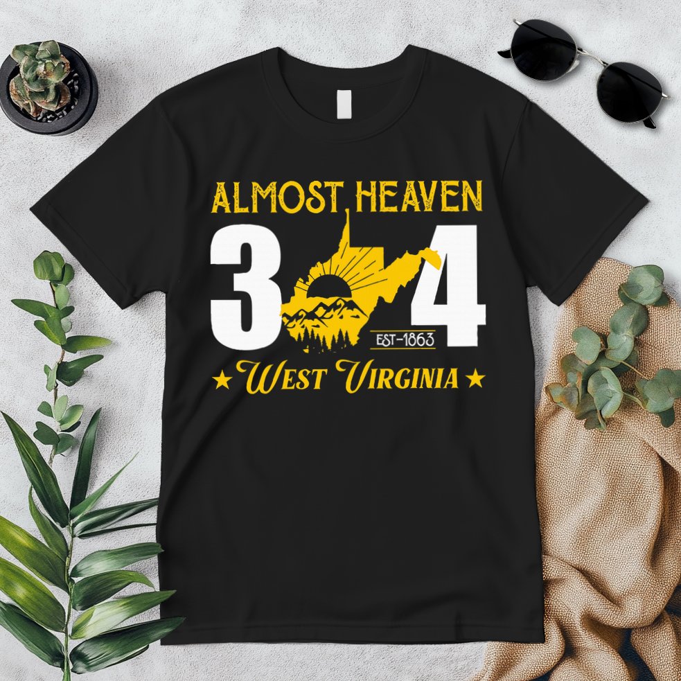 Almost Heaven 304 West Virginia Map Premium T-Shirt