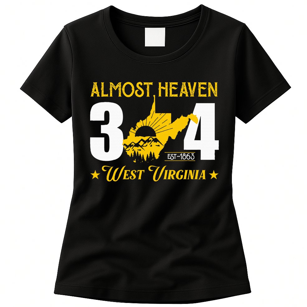 Almost Heaven 304 West Virginia Map Womens T-Shirt