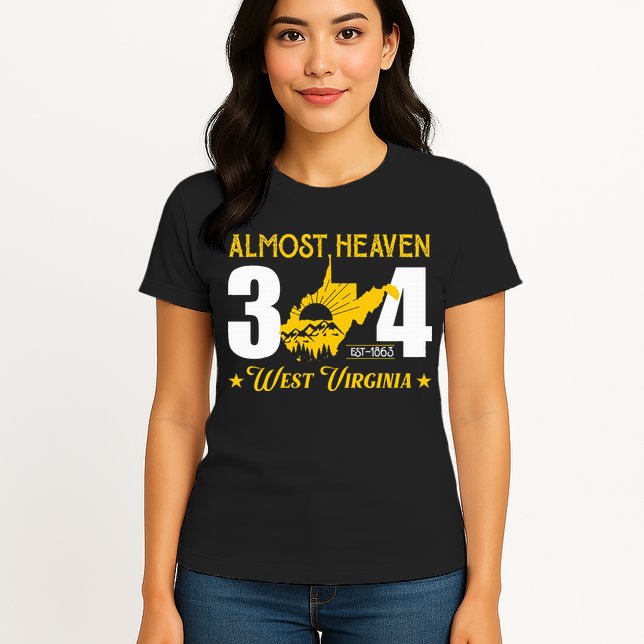Almost Heaven 304 West Virginia Map Womens T-Shirt