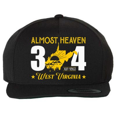 Almost Heaven 304 West Virginia Map Wool Snapback Cap