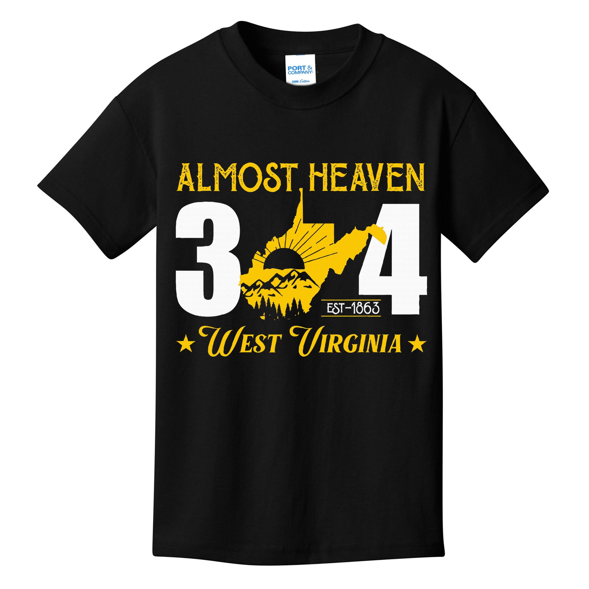 Almost Heaven 304 West Virginia Map Kids T-Shirt