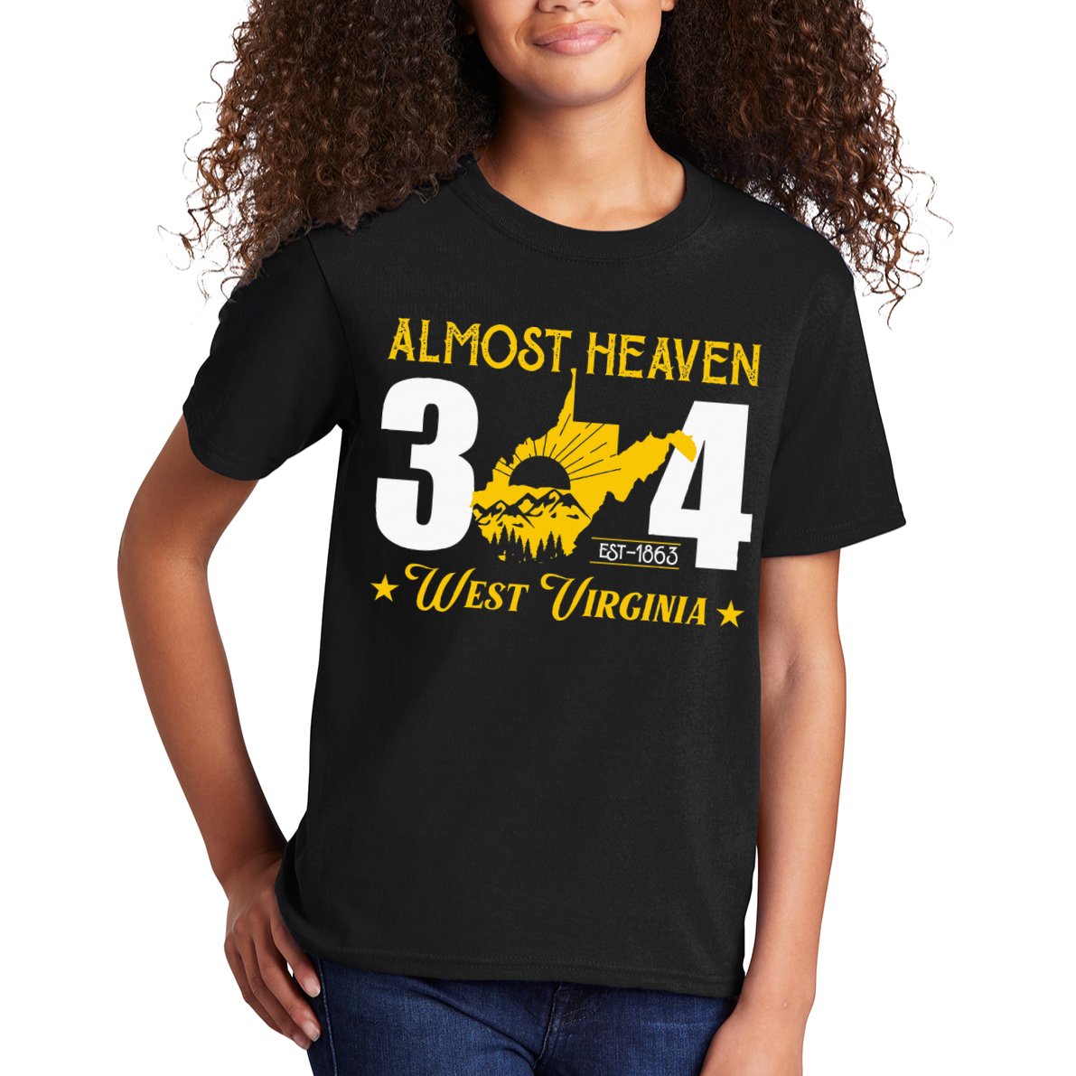 Almost Heaven 304 West Virginia Map Kids T-Shirt