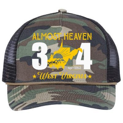 Almost Heaven 304 West Virginia Map Retro Rope Trucker Hat Cap