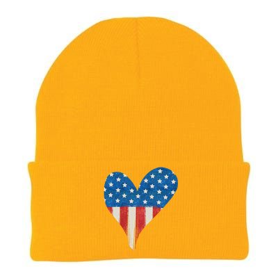 America Heart 4th Of July Knit Cap Winter Beanie