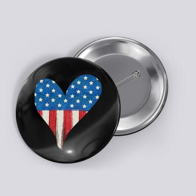 America Heart 4th Of July Button