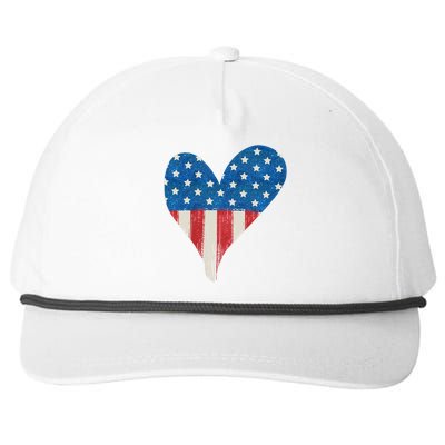 America Heart 4th Of July Snapback Five-Panel Rope Hat