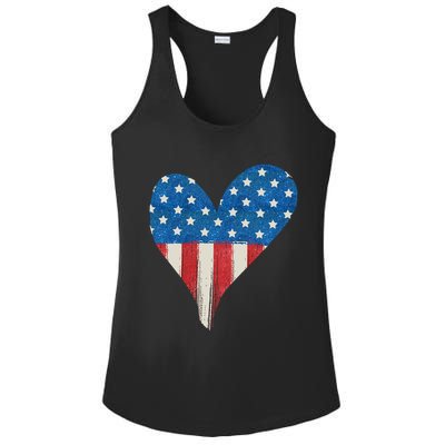 America Heart 4th Of July Ladies PosiCharge Competitor Racerback Tank